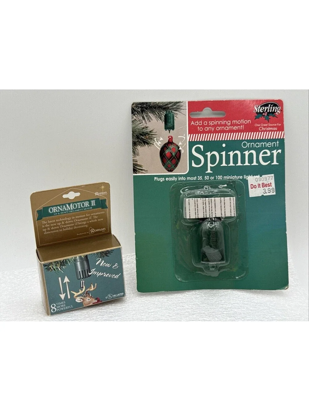 Lot 2 Ornament Moving Motors: Ornamotor II Up & Down And sterling Spinner